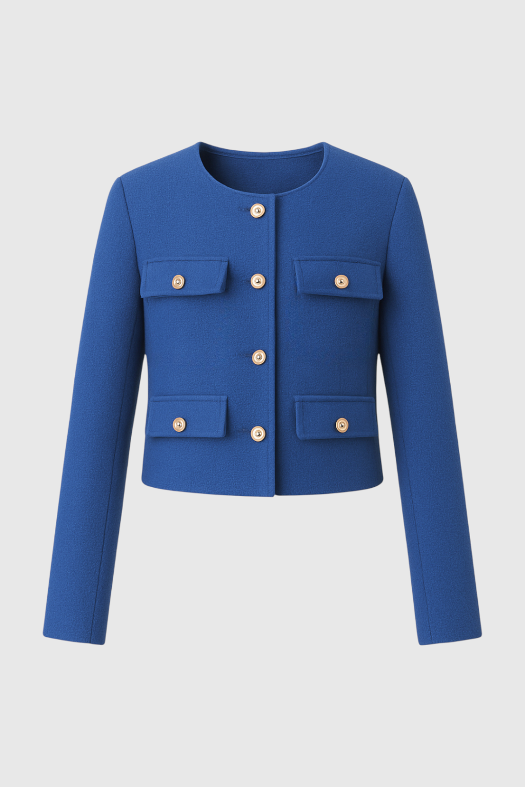 Short Jacket, Gold Buttons, Textured Finish