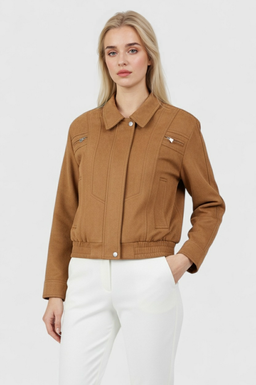Bomber Jacket with Suede Finish