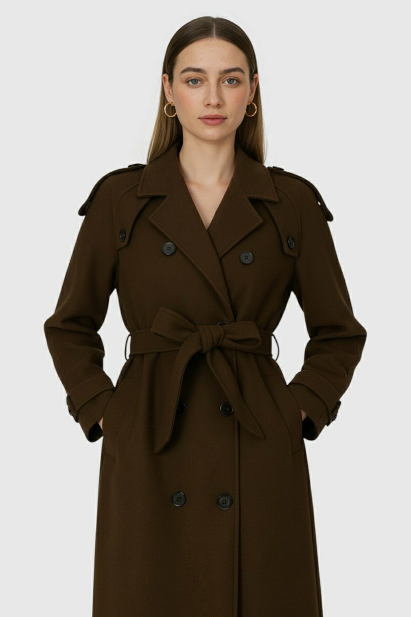 Long Coat with Belted Waist