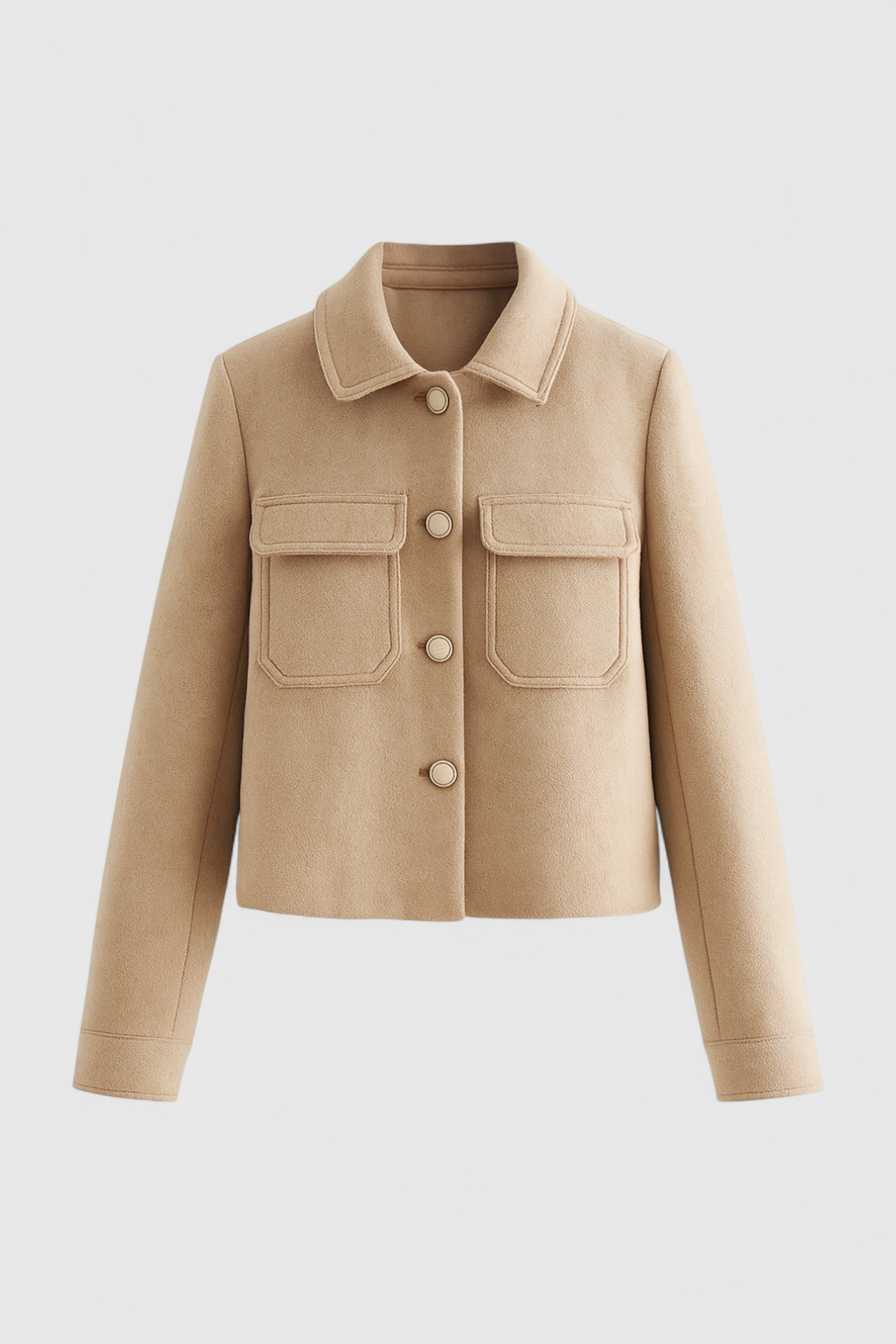 Cropped Button Jacket with Patch Pockets