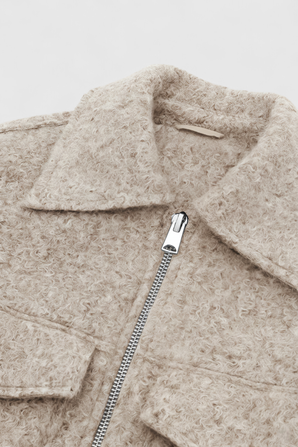 Cropped Textured Jacket with Zip Closure