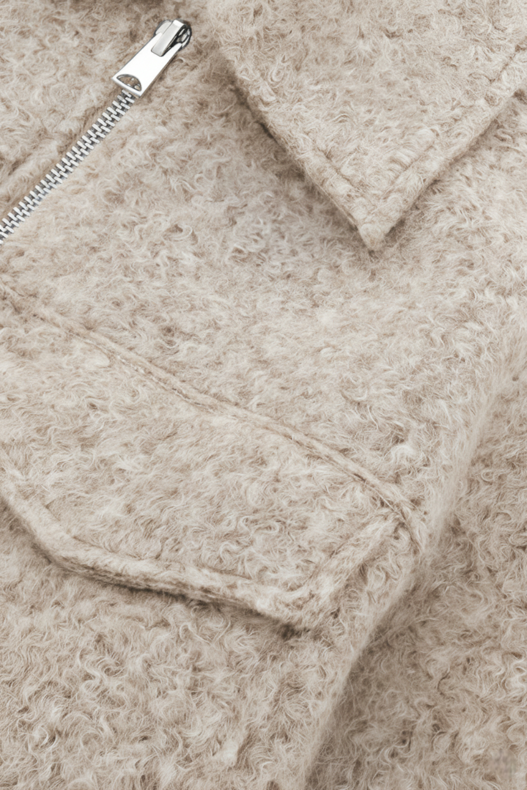 Cropped Textured Jacket with Zip Closure