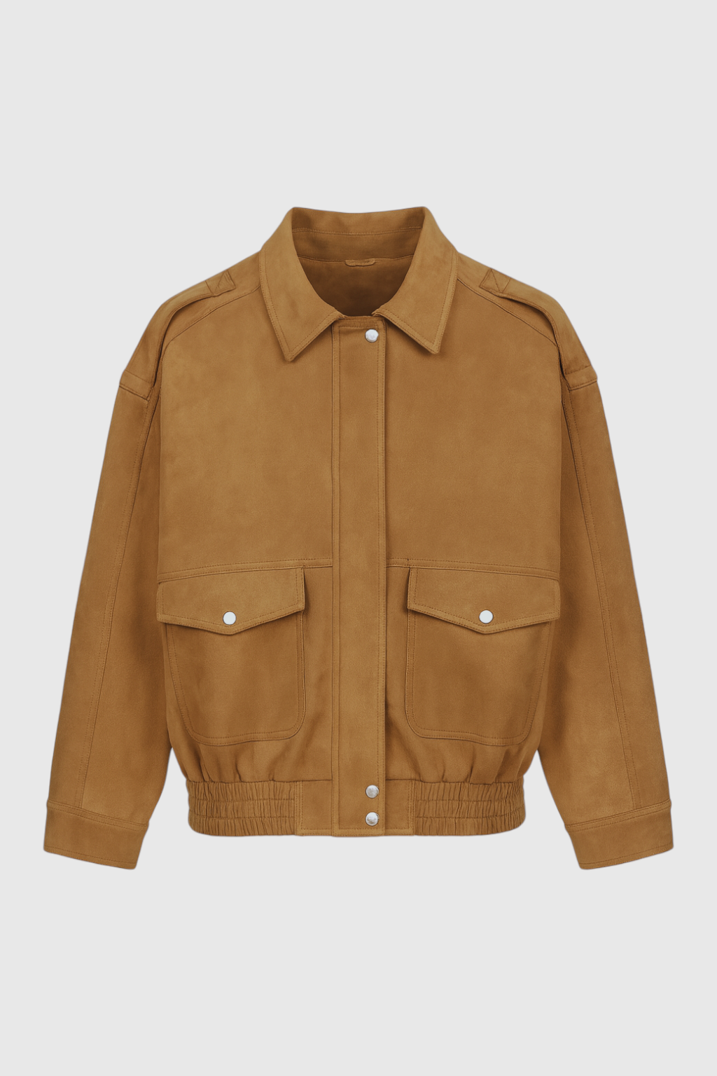 Cropped Bomber Jacket, Suede-Effect Finish