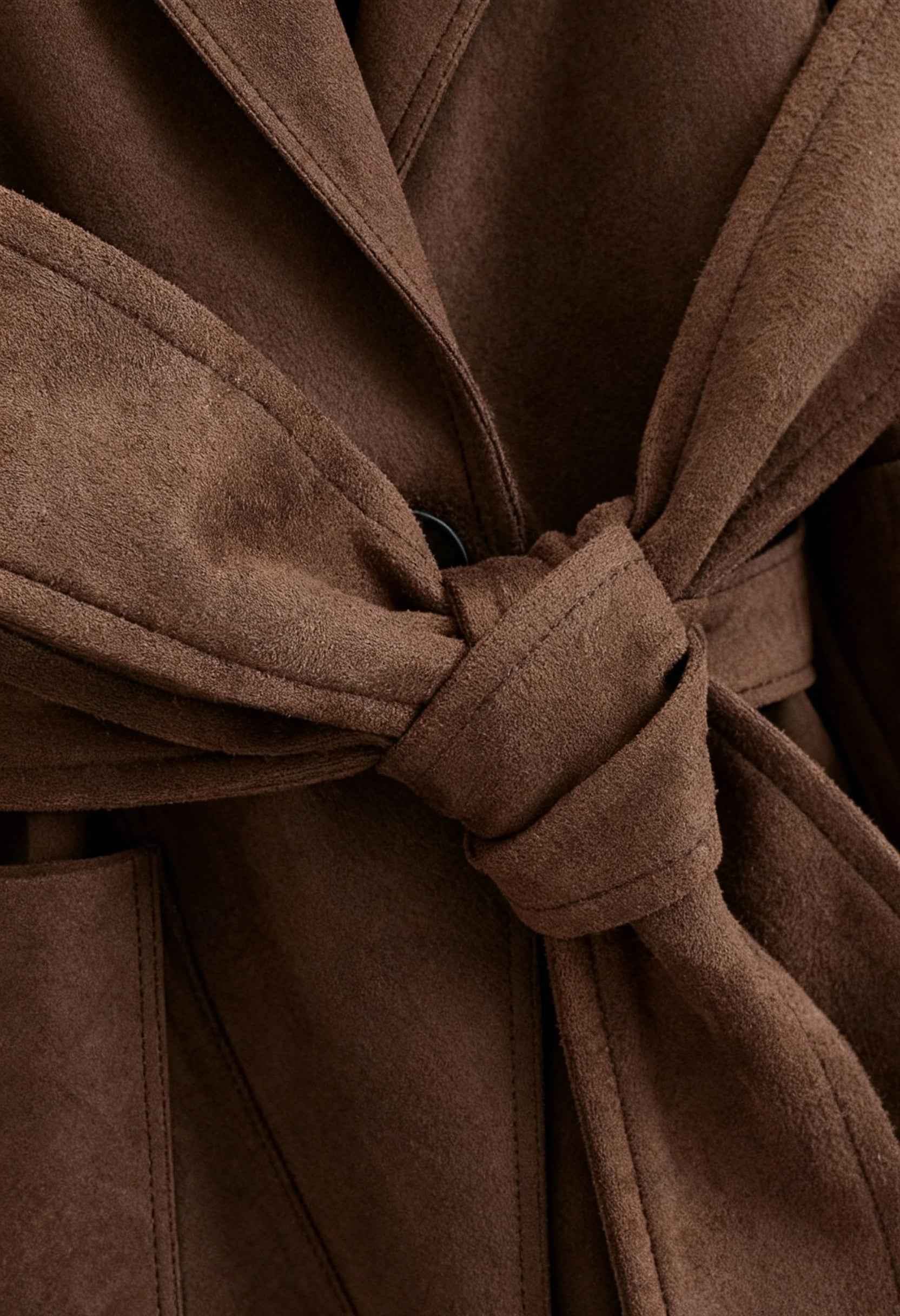 Suede-Effect Jacket with Belt