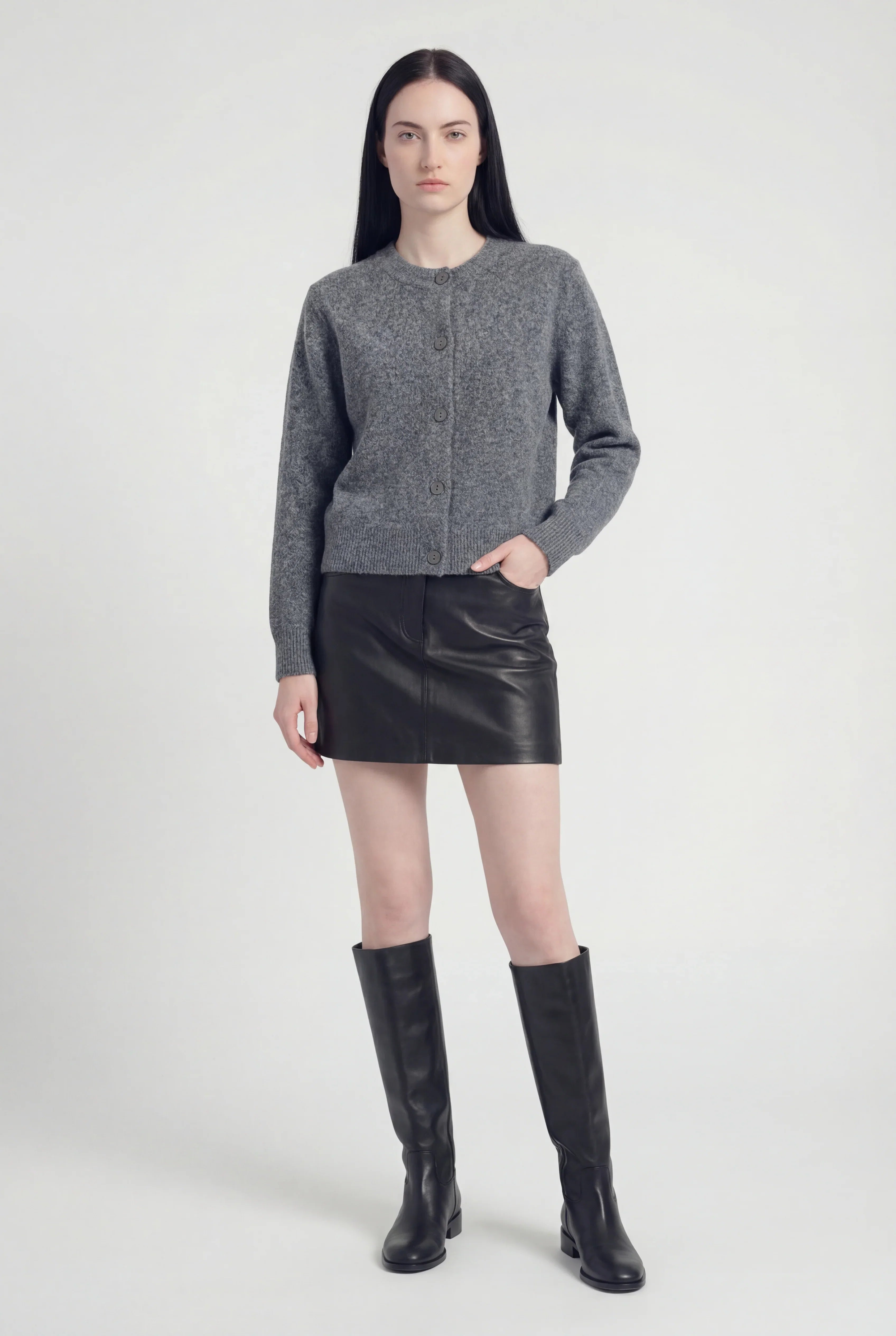 Knit Cardigan, Cropped, Button Front