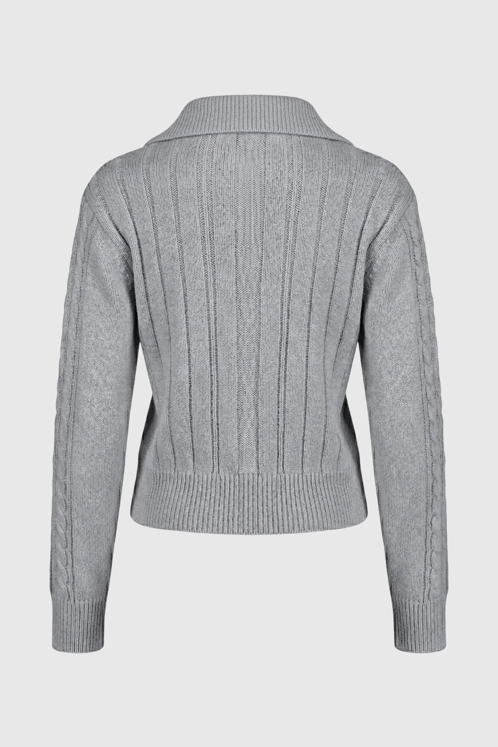 Cable Knit Cardigan, High Collar, Cropped