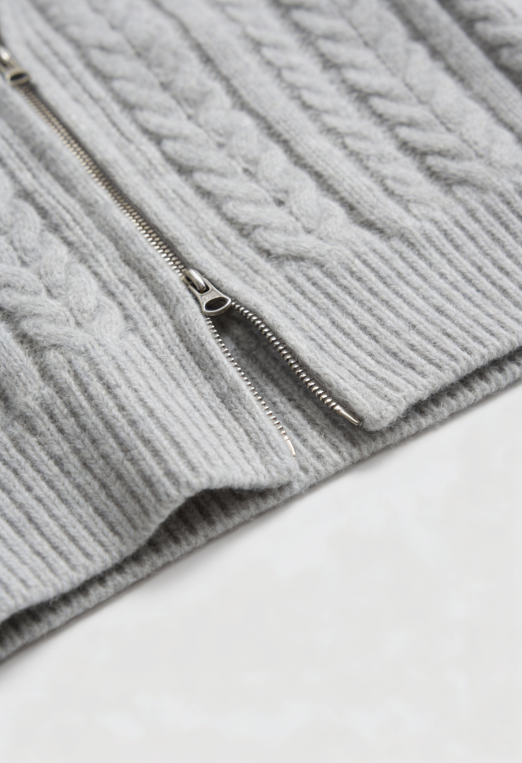 Cable Knit Cardigan, High Collar, Cropped