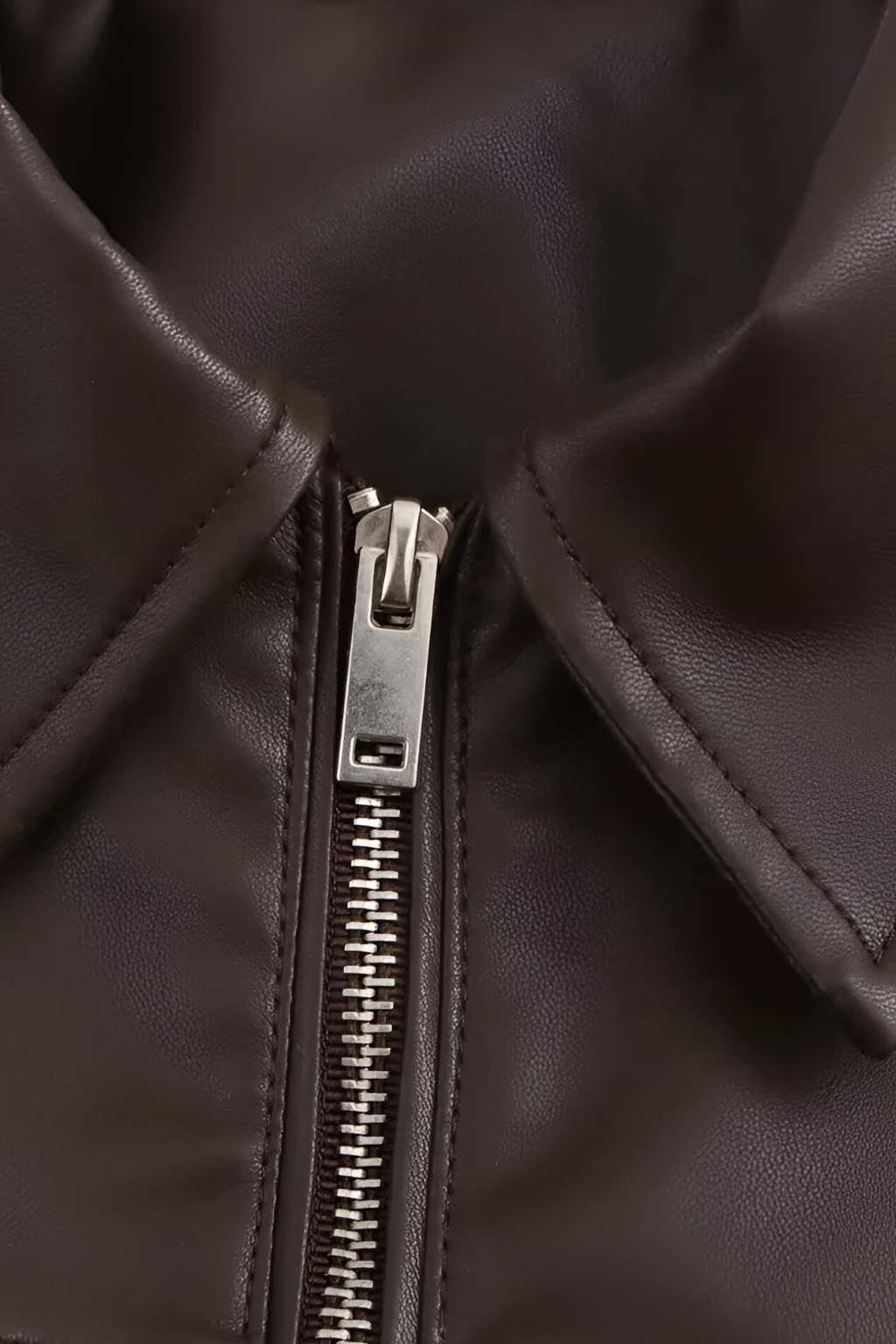 Pilot Jacket Faux Leather Zip Front