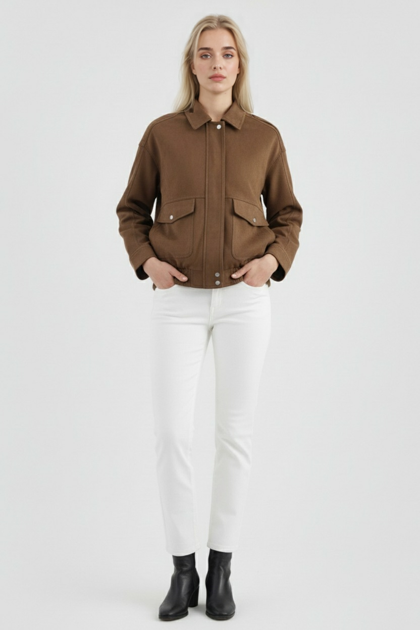 Bomber Jacket with Suede Finish