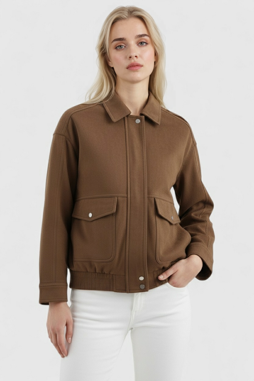 Bomber Jacket with Suede Finish