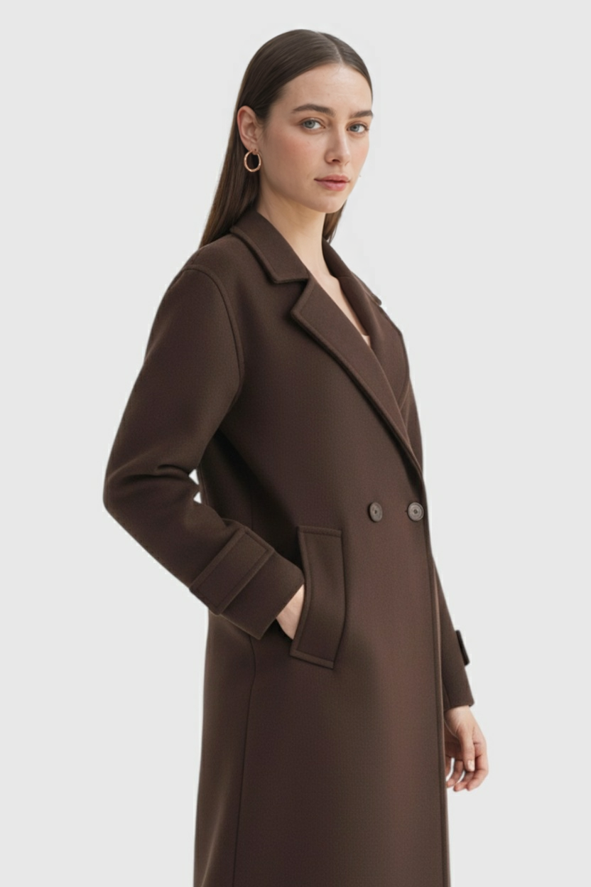 Long Coat, Double-Breasted, Notched Collar