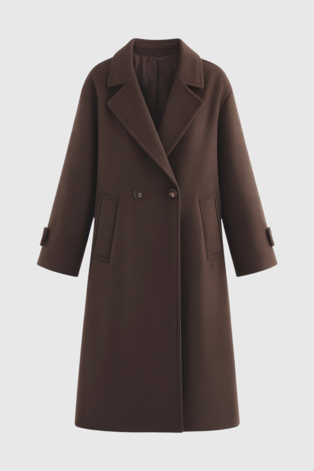 Long Coat, Double-Breasted, Notched Collar