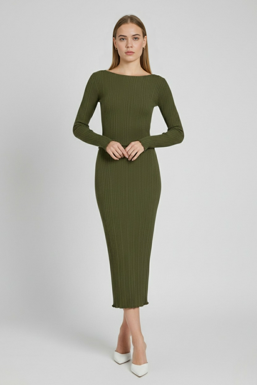 Rib-Knit Set with Long Sleeves