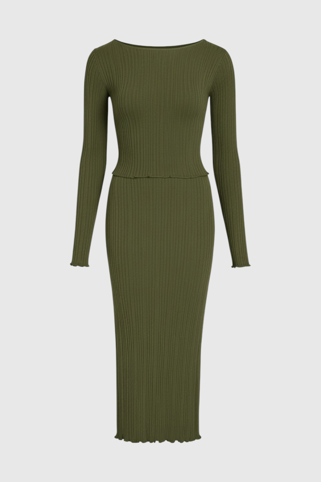 Rib-Knit Set with Long Sleeves