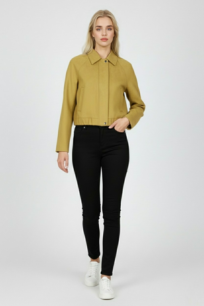 Suede-Effect Jacket | Cropped | Zip Front