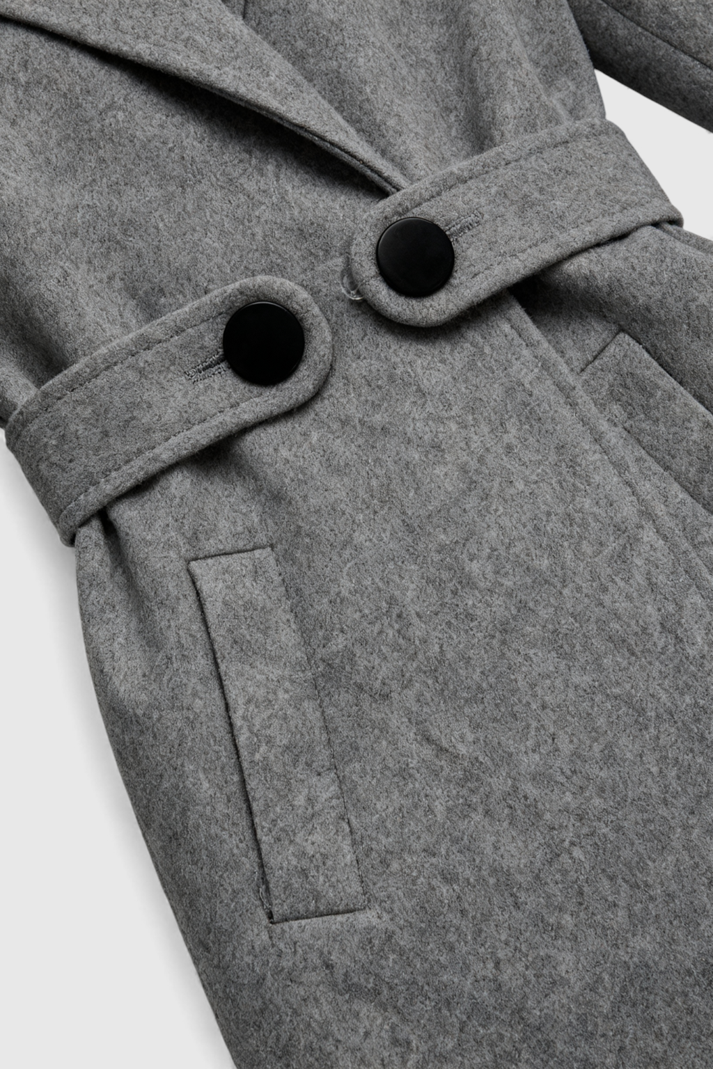 Longline Coat with Waist Tab & Notched Lapel