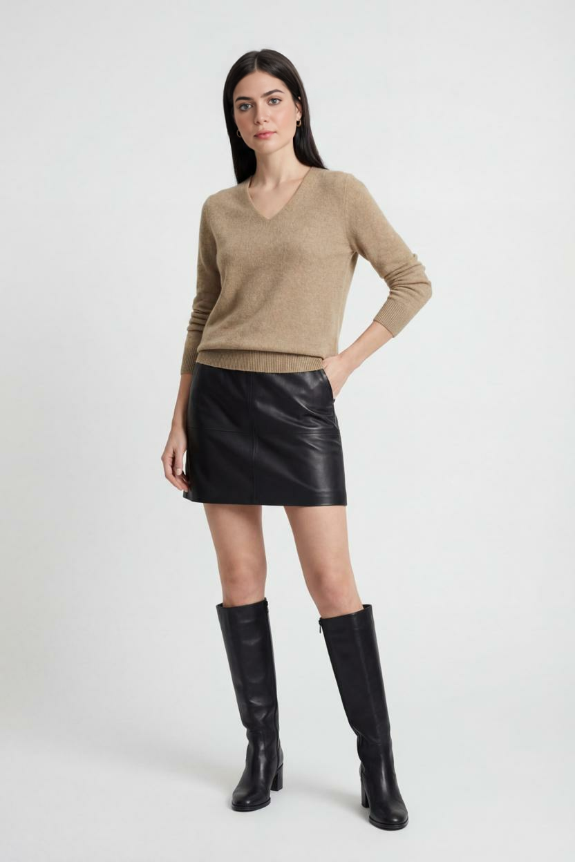 Cashmere V-Neck Sweater, Seamless Finish