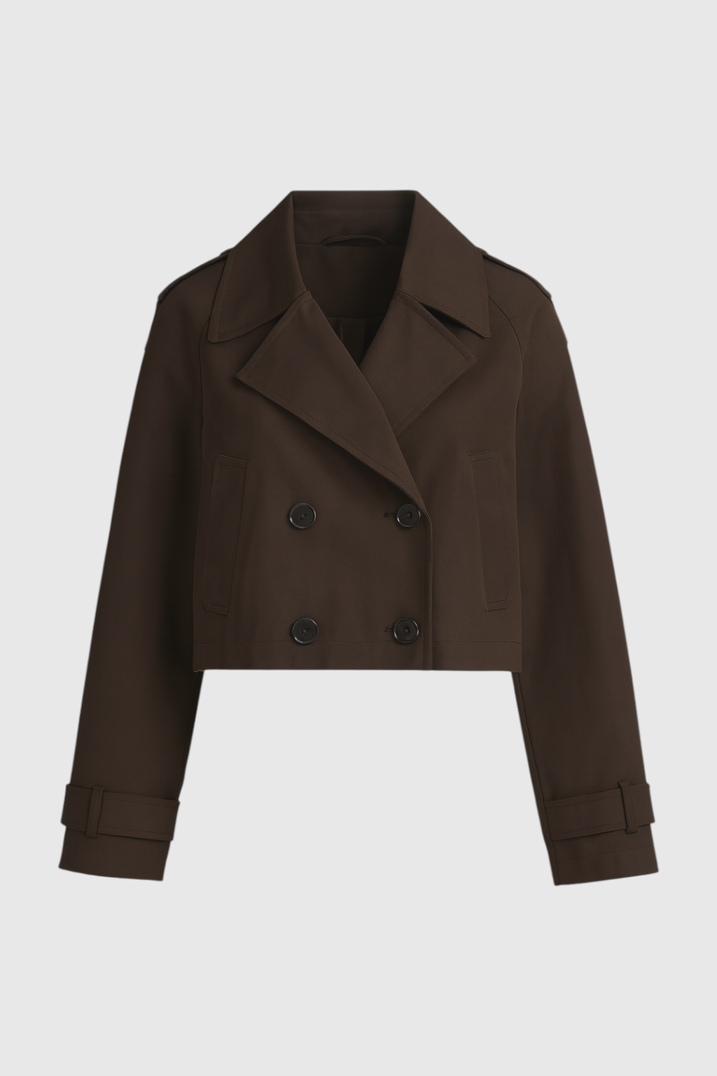 Cropped Trench Jacket | Notched Lapel, Double-Breasted