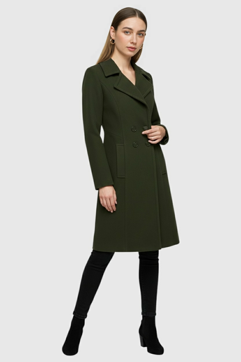 Long Coat, Notched Collar, Button Front