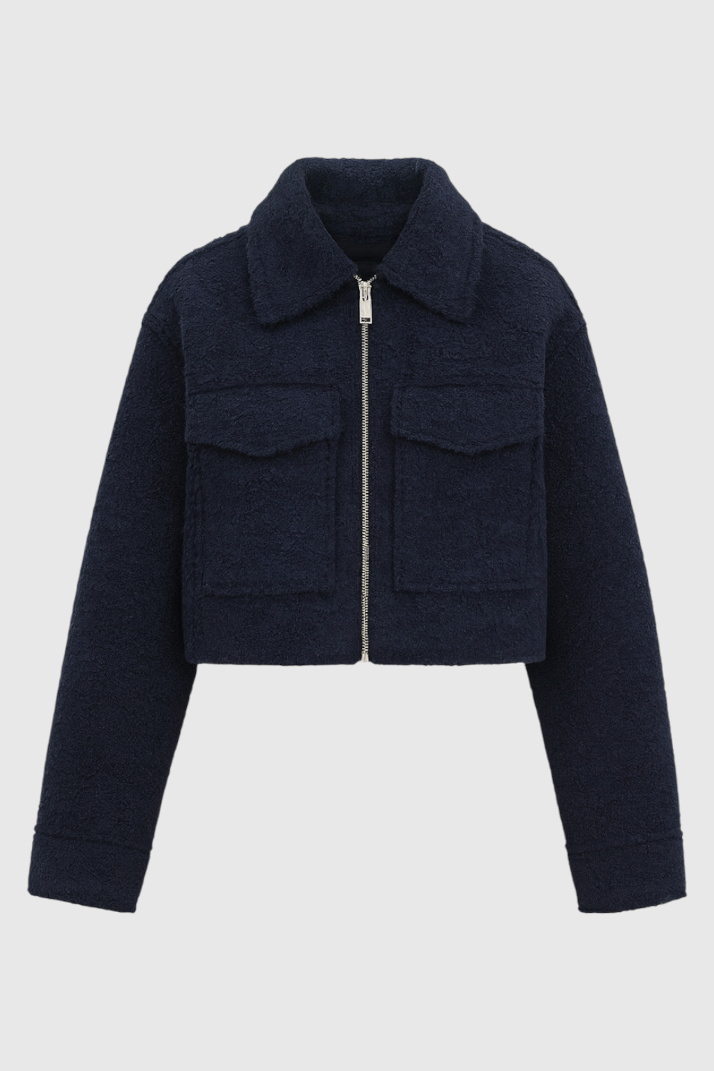 Cropped Zip Jacket | Textured, Collared