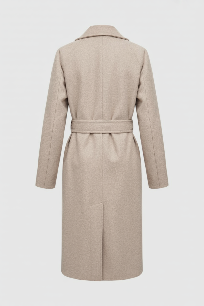 Longline Coat with Belted Waist Tab