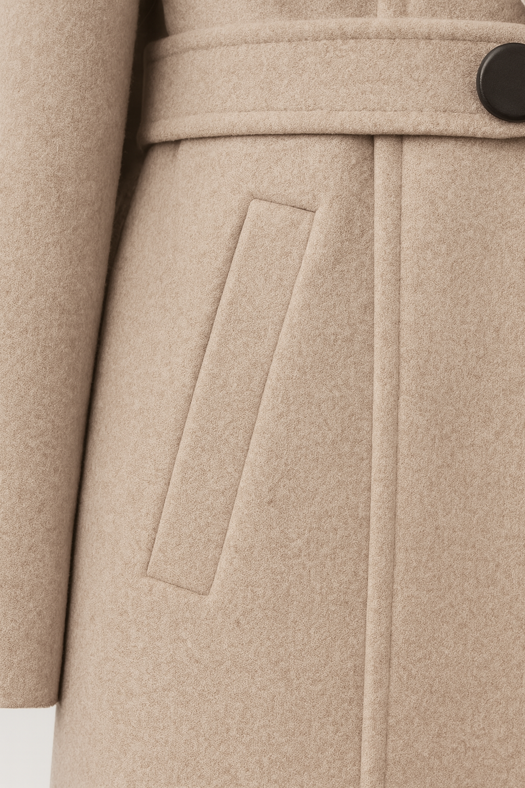 Longline Coat with Belted Waist Tab