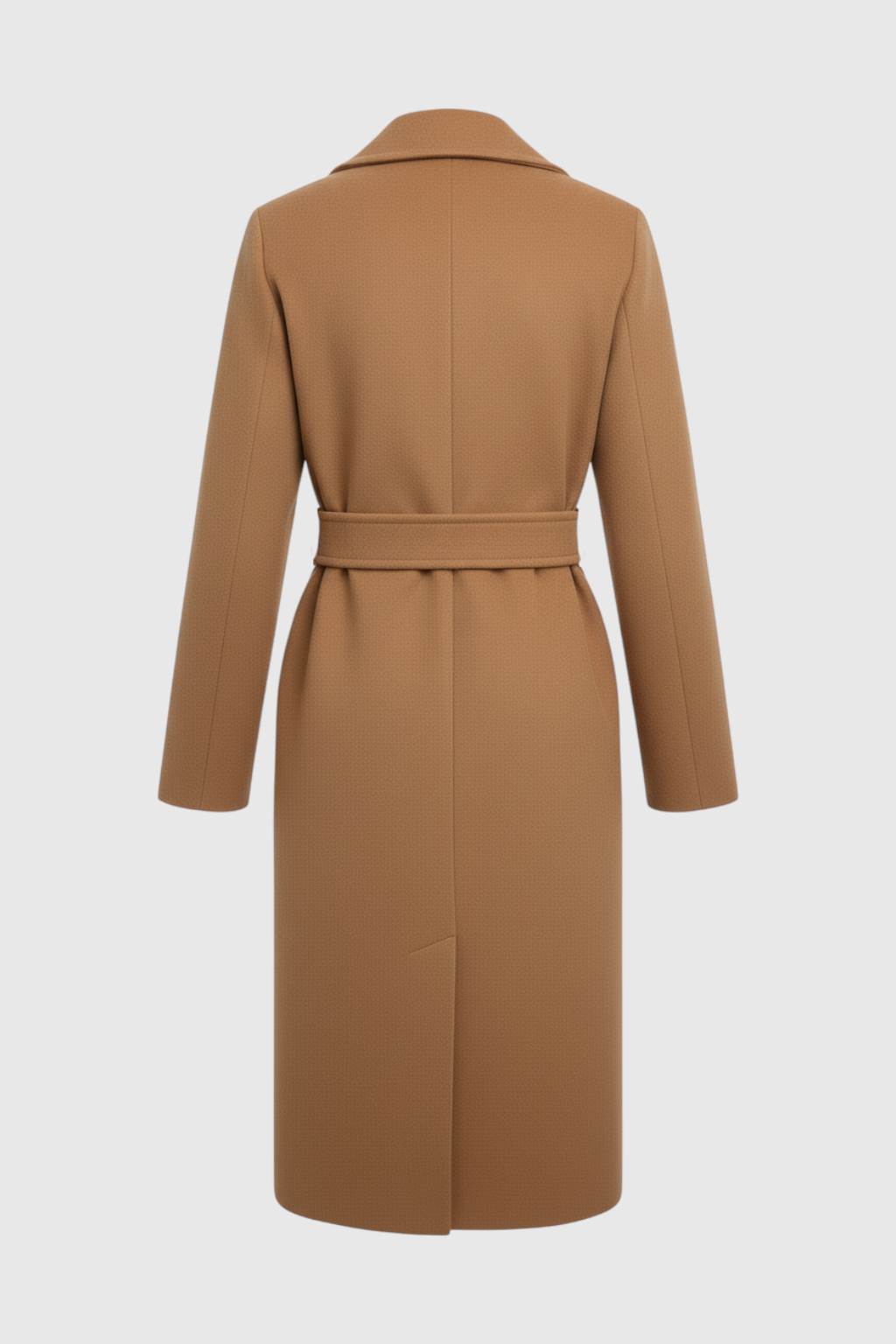 Longline Coat with Waist Tab & Lapel