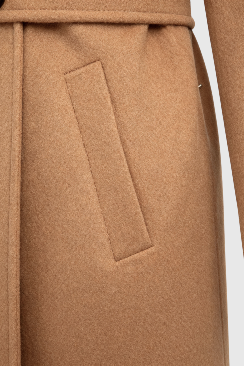 Longline Coat with Waist Tab & Lapel