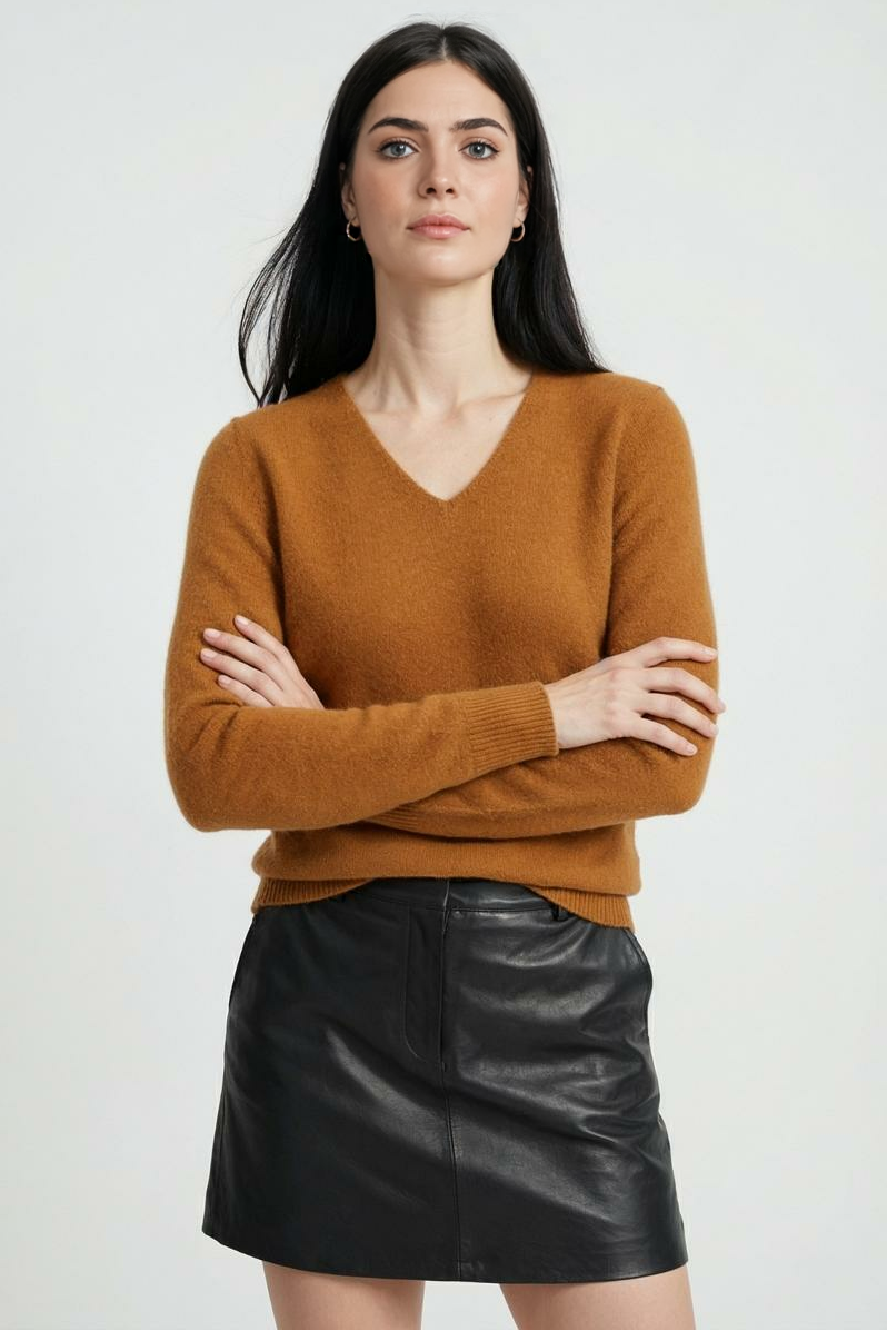 Cashmere V-Neck Sweater, Seamless Finish