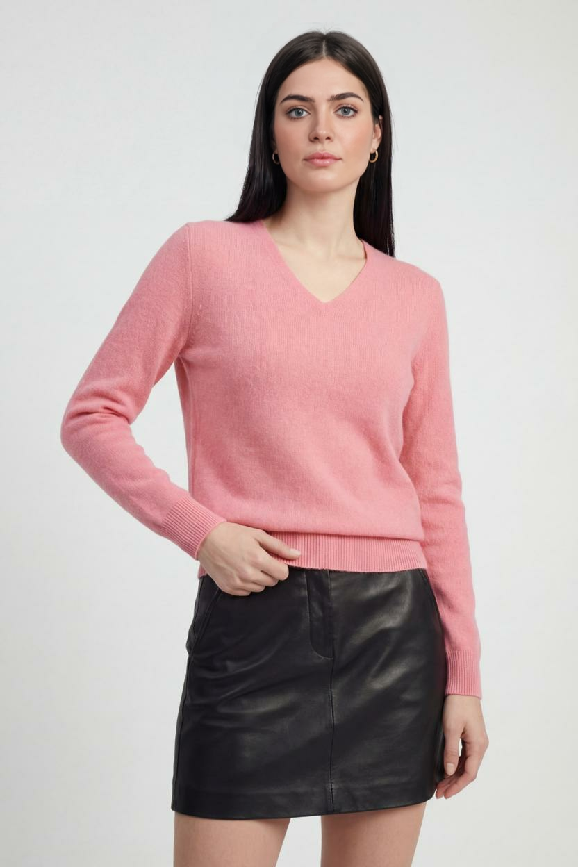 Cashmere V-Neck Sweater, Seamless Finish
