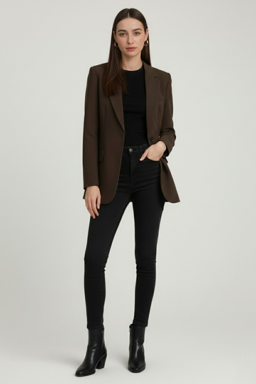 Blazer with Notched Lapel & Flap Pockets