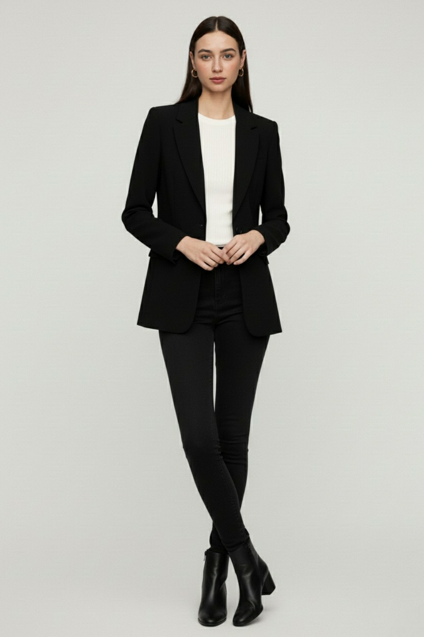 Blazer with Notched Lapel & Flap Pockets