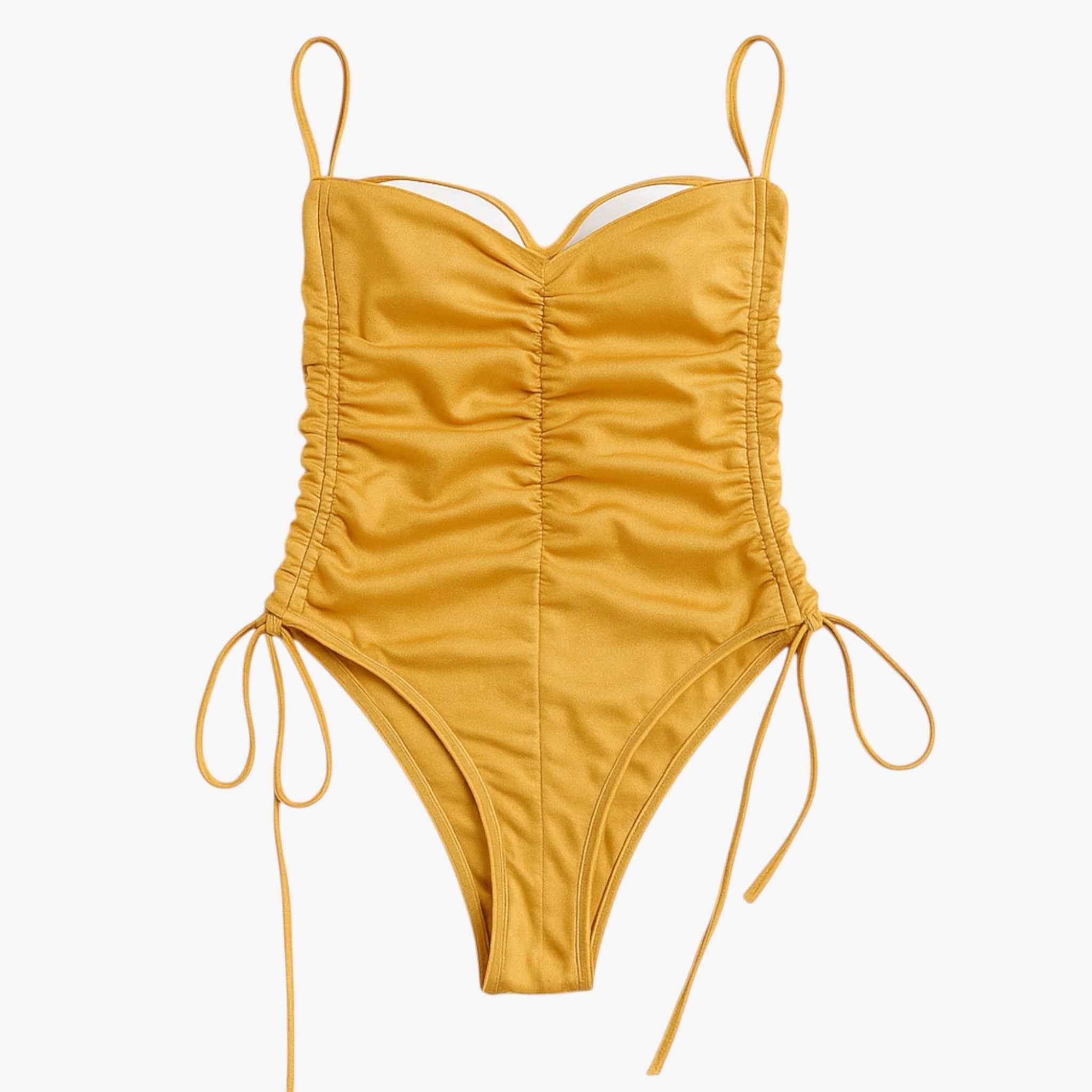 Strapless Ruched Swimsuit with Side Ties