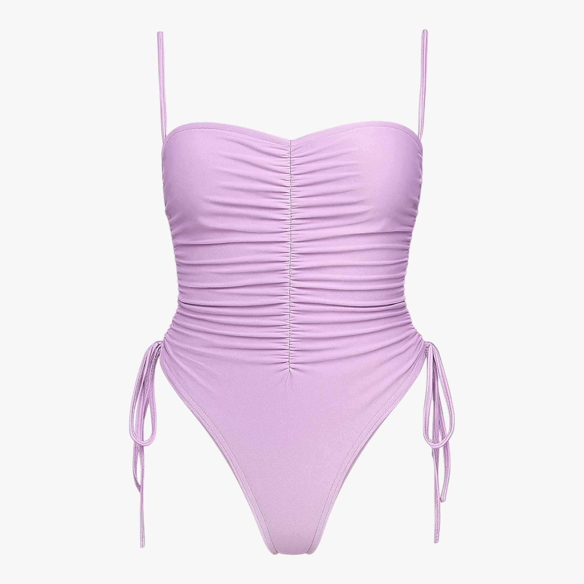 Strapless Swimsuit with Ruched Front
