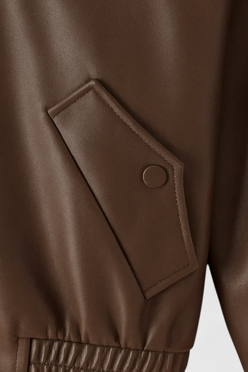 Cropped Faux Leather Jacket, Zip Front