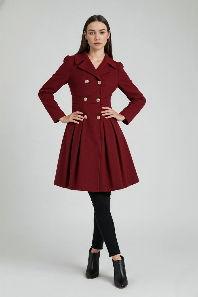 Coat Dress with Flared Midi Hem