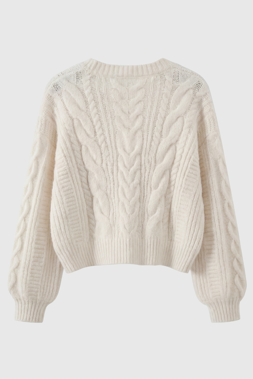 Cardigan with Cable Knit Texture, V-Neck