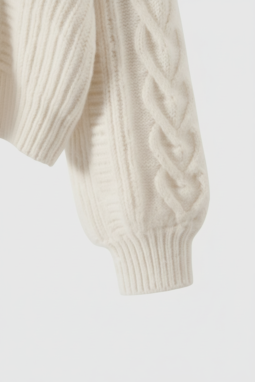 Cardigan with Cable Knit Texture, V-Neck