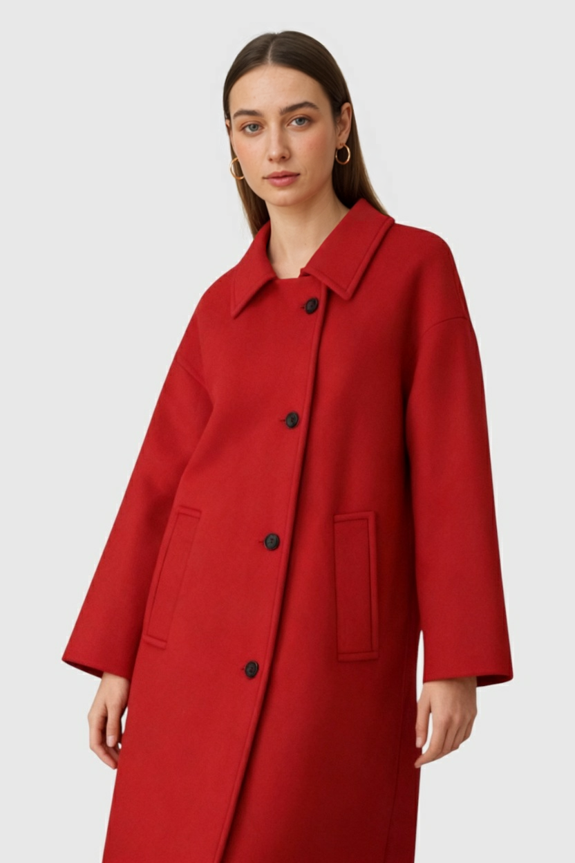 Single-Breasted Coat with Patch Pockets