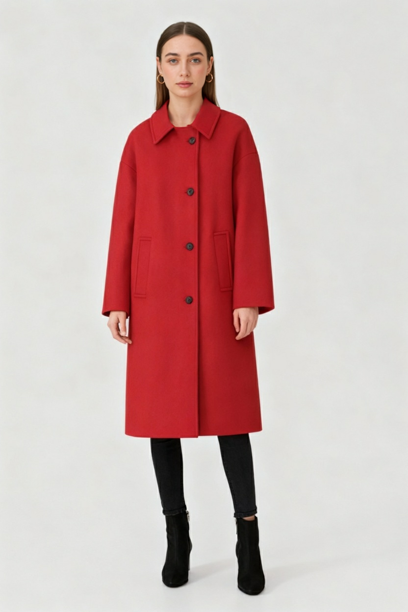 Single-Breasted Coat with Patch Pockets