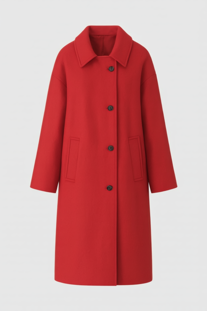 Single-Breasted Coat with Patch Pockets