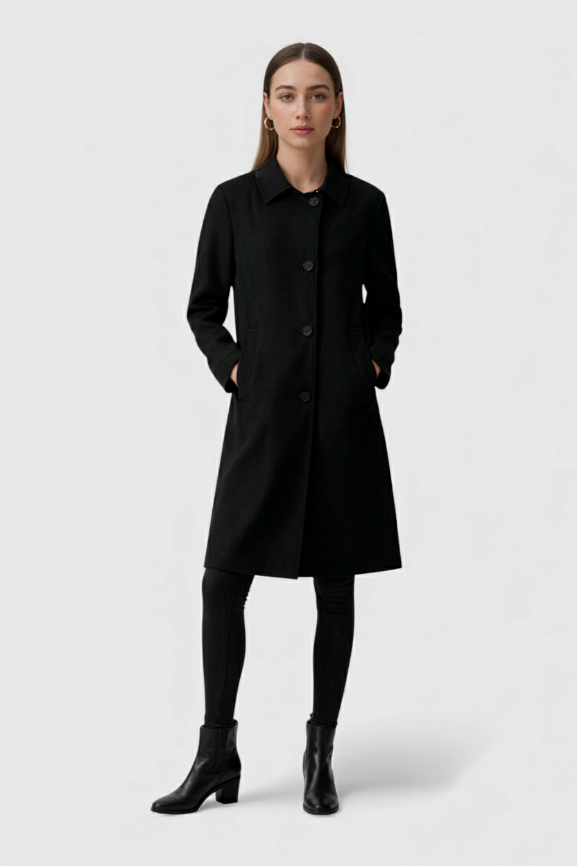 Long Coat | Relaxed Fit, Buttoned Pockets