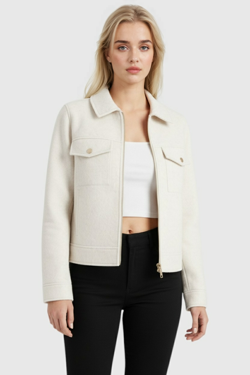 Zip Jacket with Flap Pockets & Collar