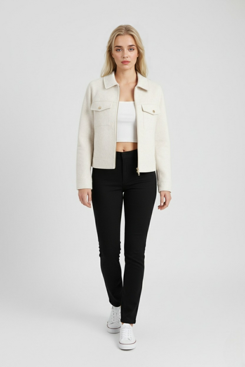 Zip Jacket with Flap Pockets & Collar