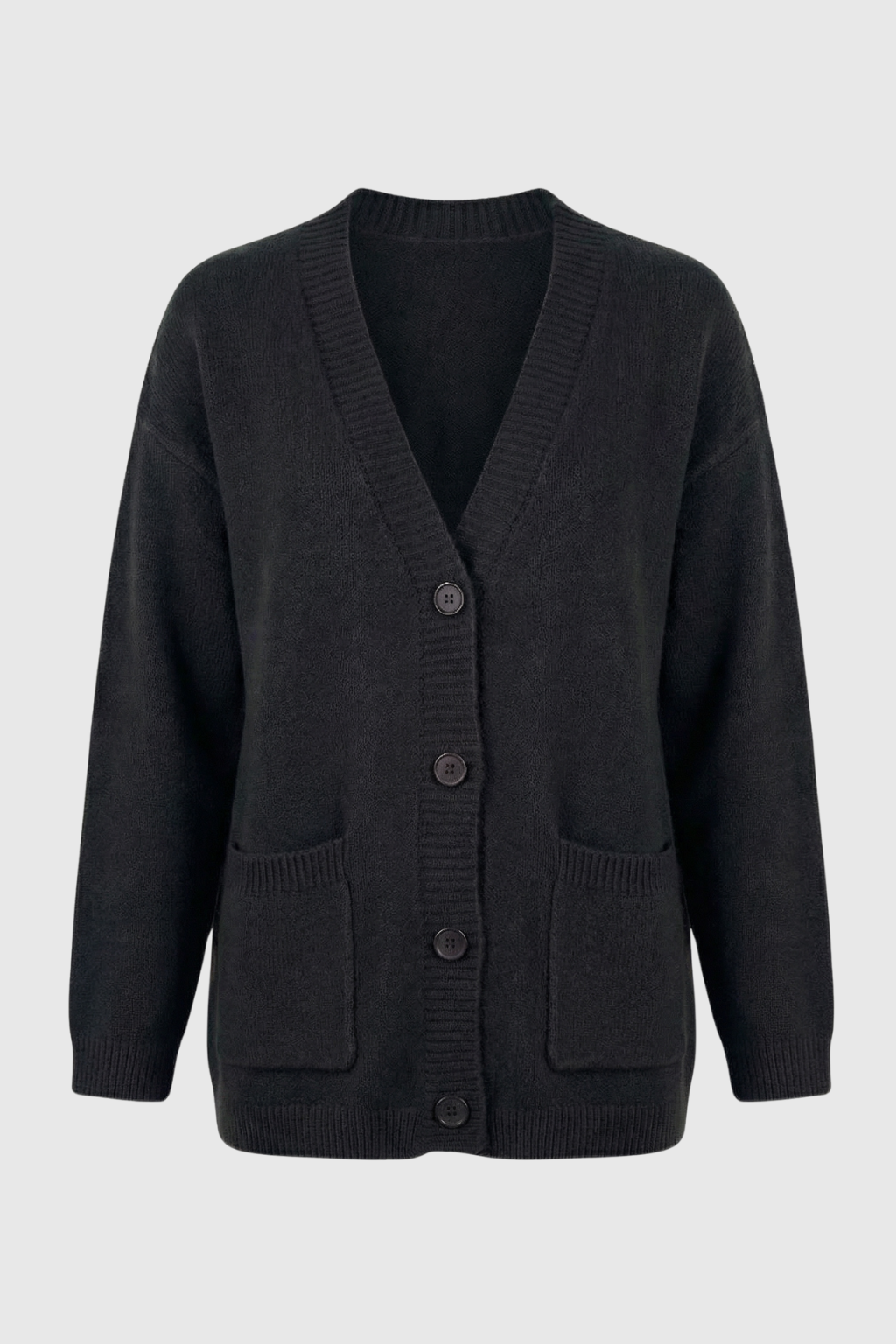 Knit V-Neck Cardigan with Button Front