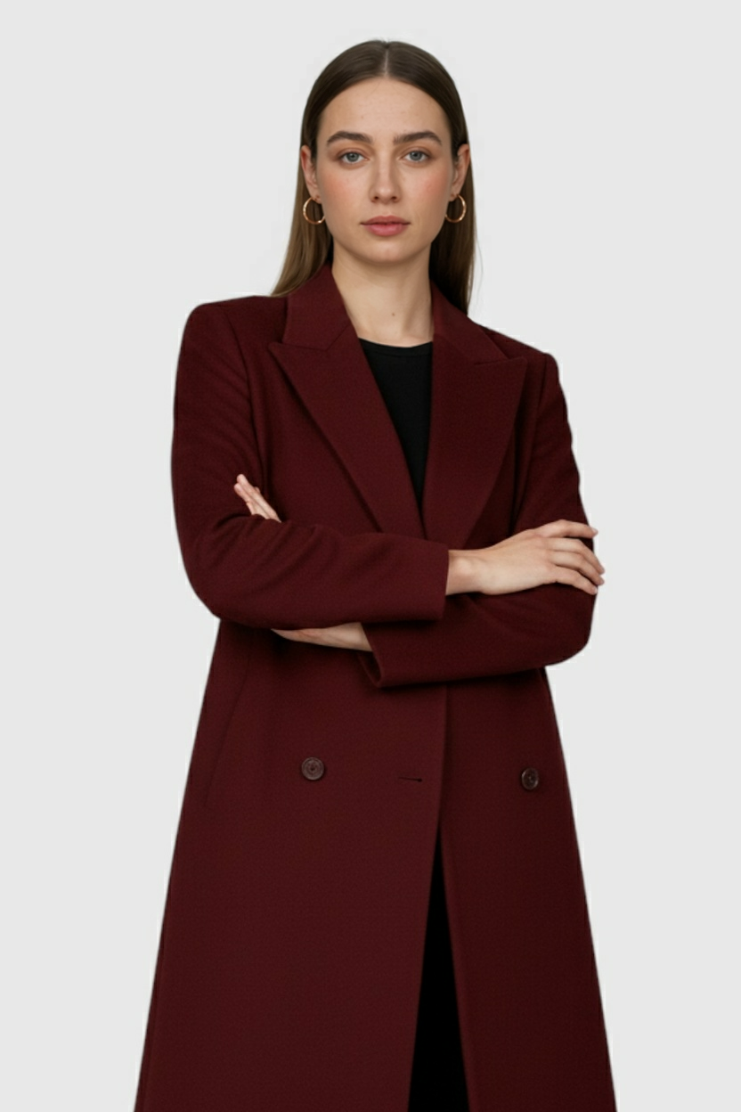 Double-Breasted Overcoat, 3/4 Sleeve