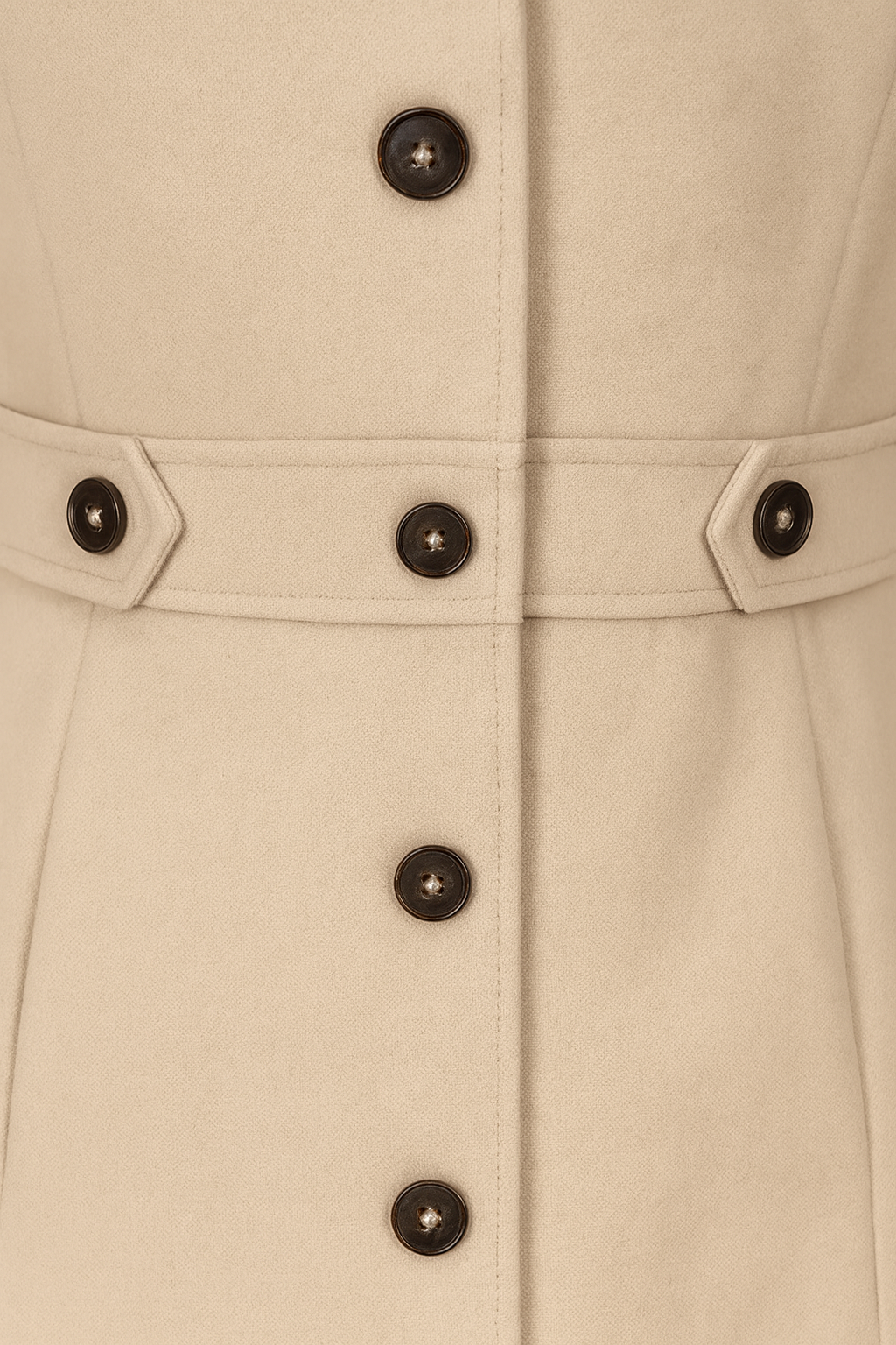 Mid-Length Coat with Belt & Collar