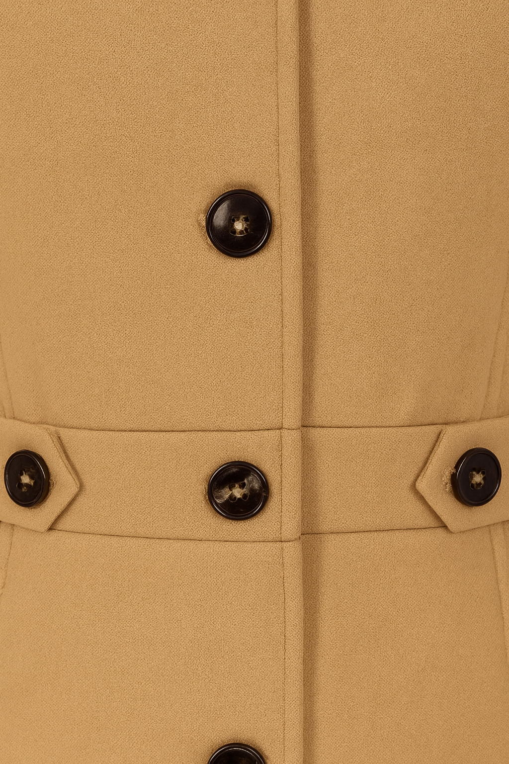 Mid-Length Coat | Defined Waist, Button Front