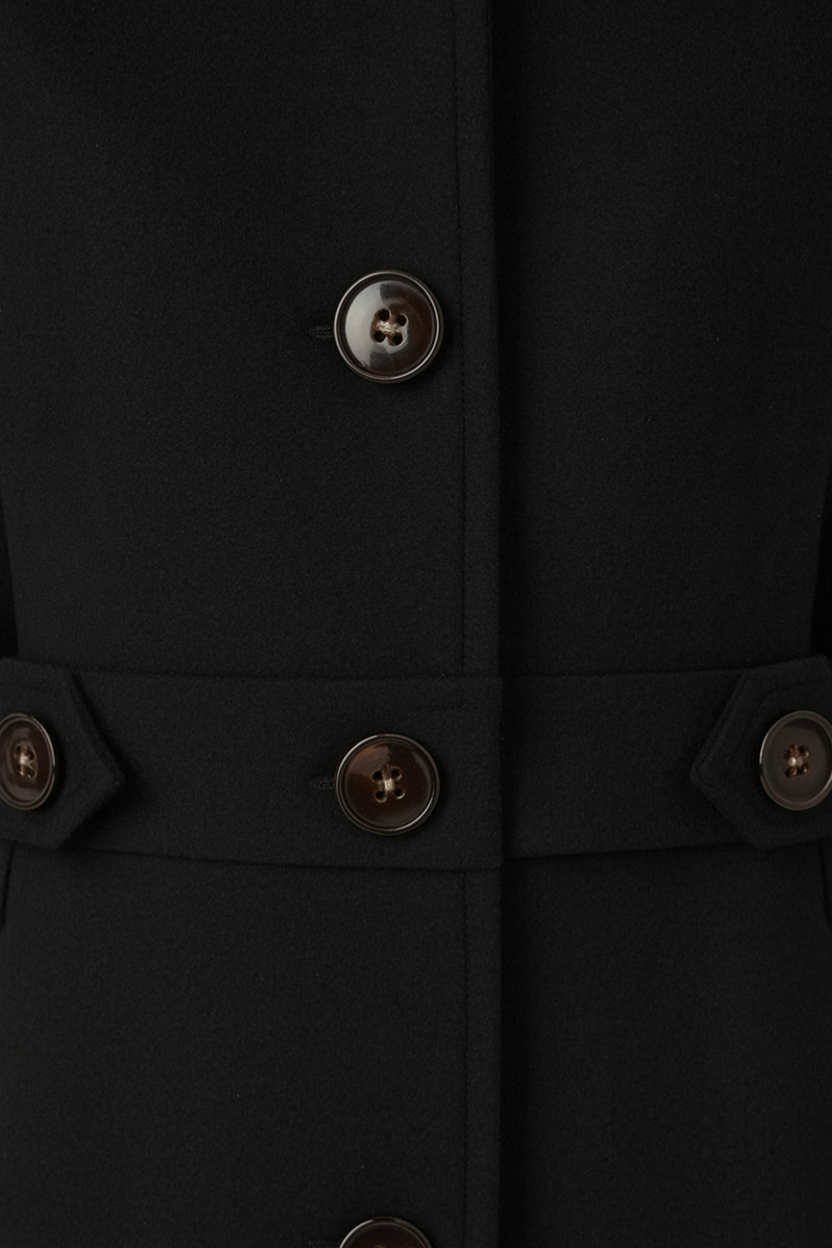 Mid-Length Coat with Gold-Tone Buttons