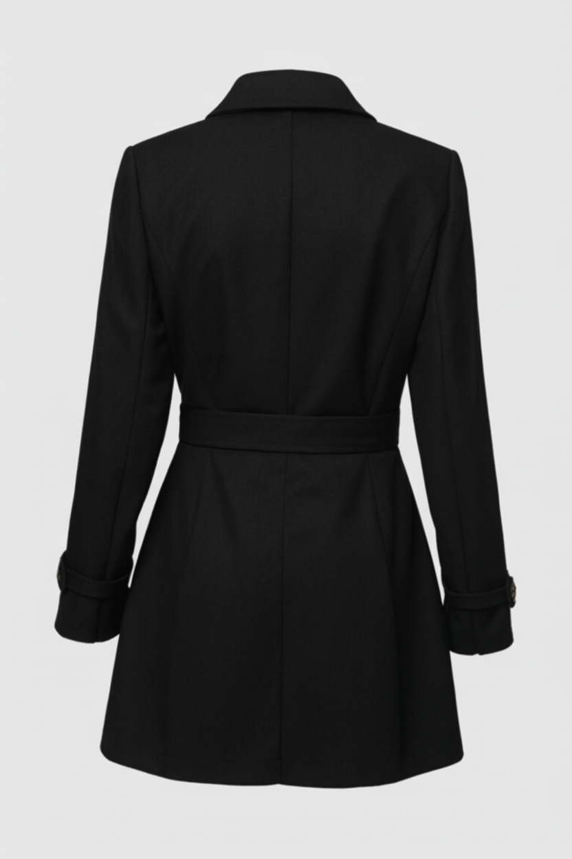 Mid-Length Coat with Gold-Tone Buttons